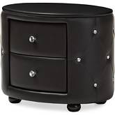 Davina Oval 2 Drawer Nightstand in Black Leatherette